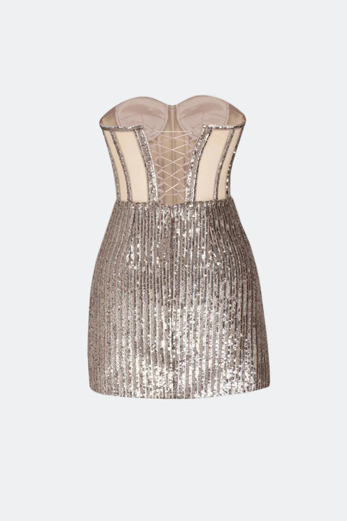 Bra Form Rose Patterned Brown Mini Dress