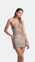 Bra Form Rose Patterned Brown Mini Dress