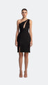 Transparent Decolleted One Shoulder Suede Dress