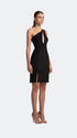 Transparent Decolleted One Shoulder Suede Dress