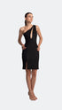 Transparent Decolleted One Shoulder Suede Dress