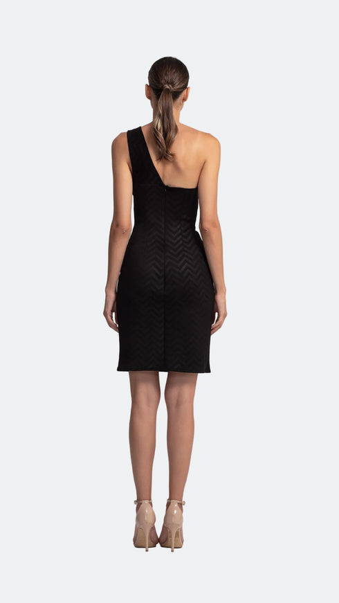 Transparent Decolleted One Shoulder Suede Dress