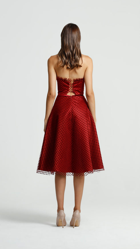 Velvet Detail Midi Dress