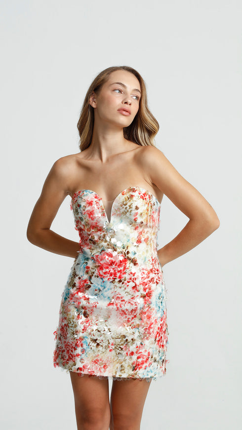 Patterned On Stamp Mini Dress