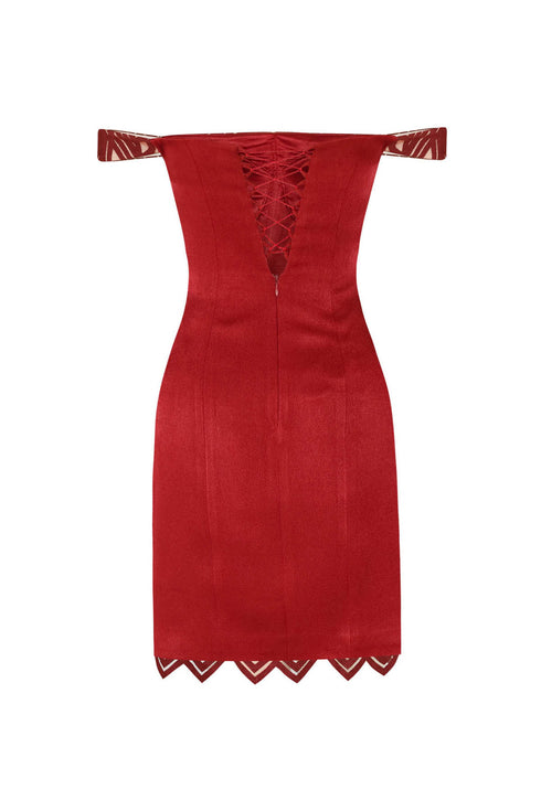 Symmetric Flock Fabric Mini Dress