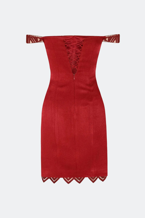 Symmetric Flock Fabric Mini Dress