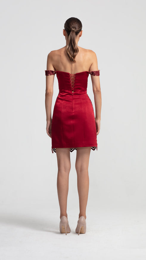 Symmetric Flock Fabric Mini Dress