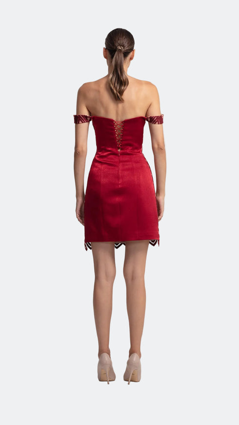 Symmetric Flock Fabric Mini Dress