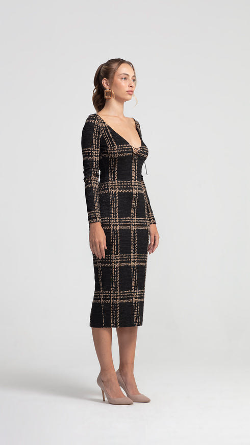 Deep V Neck Knitwear Dress