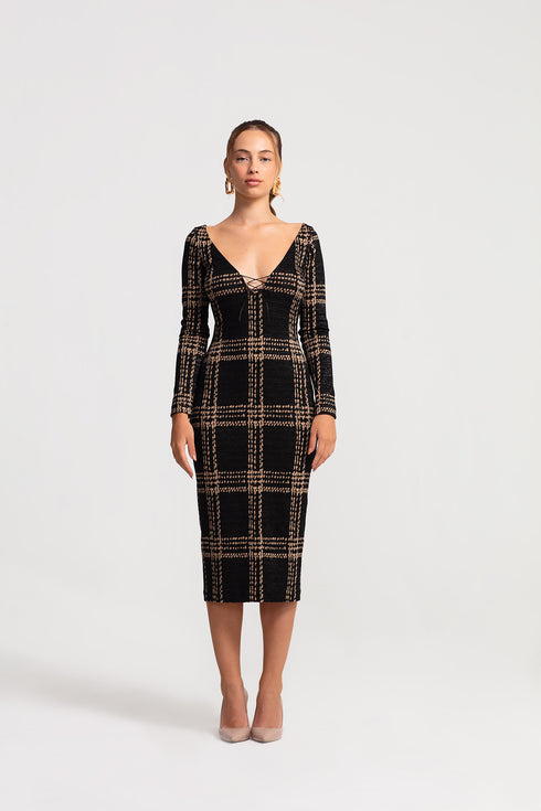 Deep V Neck Knitwear Dress