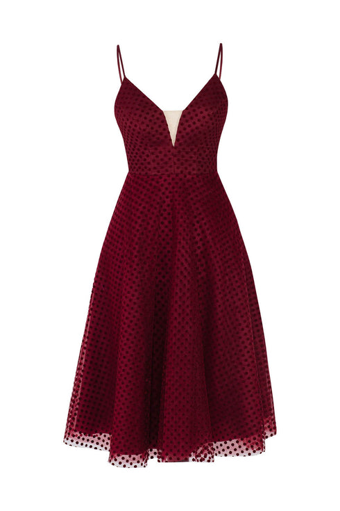 Red Velvet Strappy Midi Dress
