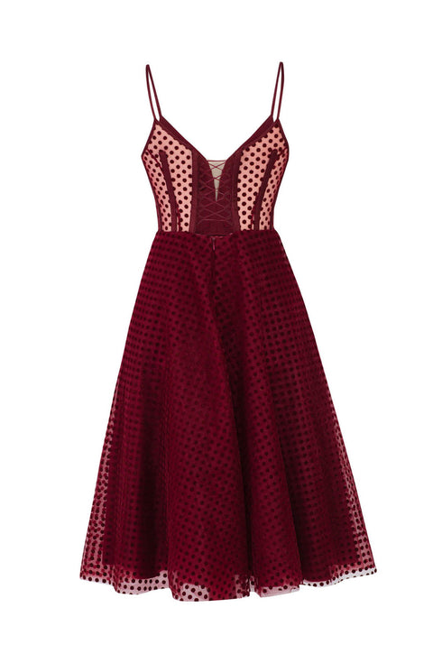 Red Velvet Strappy Midi Dress