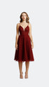 Red Velvet Strappy Midi Dress