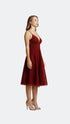 Red Velvet Strappy Midi Dress