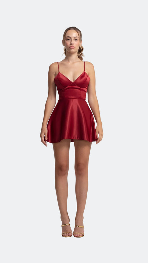Falu Red Corset Flare Mi̇ni̇ Dress