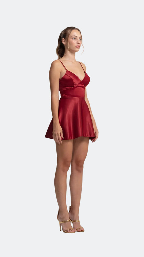Falu Red Corset Flare Mi̇ni̇ Dress