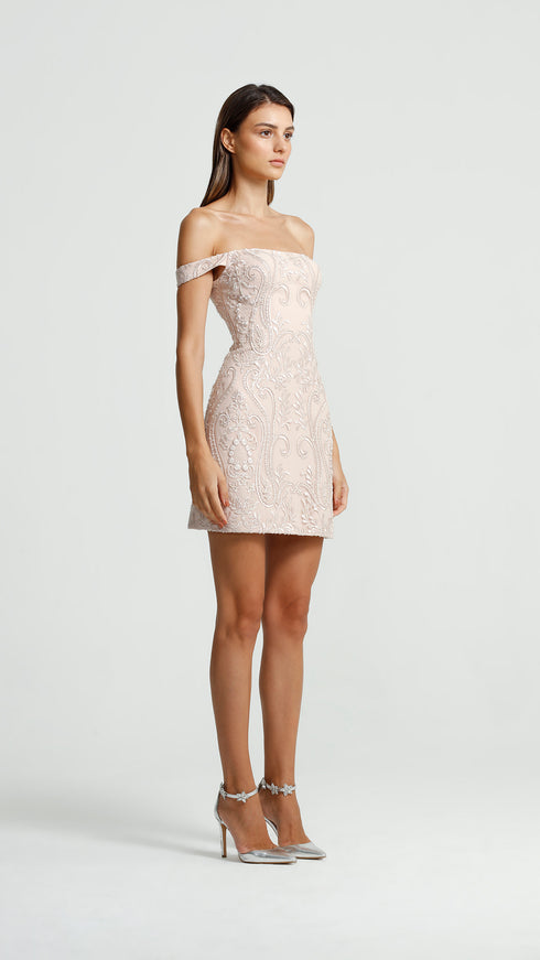 Peony Off Shoulder Mini Dresss