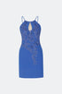 Decolletage Cobalt Mini Dress