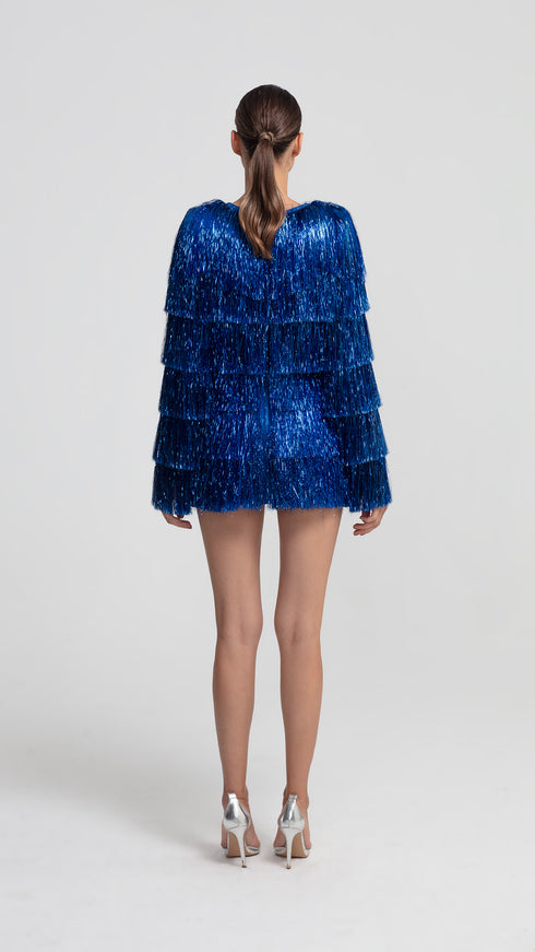 Navy Fringe Party Mini Dress