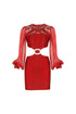 Exclusive Shiny Carmine Cut Out Mini Dress