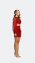 Exclusive Shiny Carmine Cut Out Mini Dress