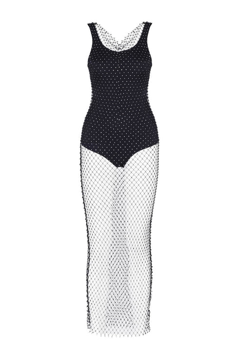 Shining Stone Mesh Maxi Dress