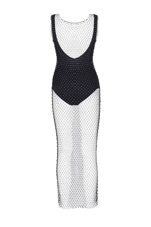 Shining Stone Mesh Maxi Dress