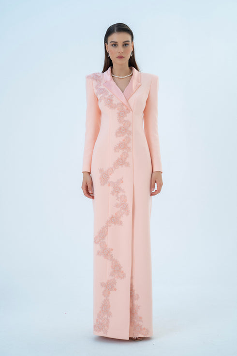 JACKET DRESS WITH SHINY LAPEL DETAIL - Barrus London