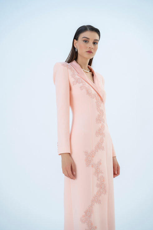 JACKET DRESS WITH SHINY LAPEL DETAIL - Barrus London