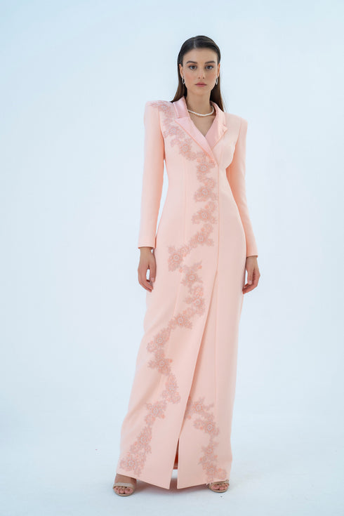 JACKET DRESS WITH SHINY LAPEL DETAIL - Barrus London