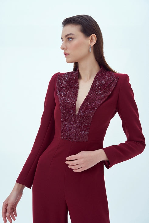DRESS WITH SEQUIN LAPEL - Barrus London