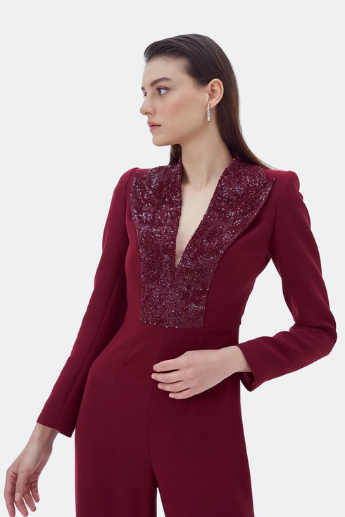 DRESS WITH SEQUIN LAPEL - Barrus London