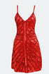 V NECK SEQUINED MINI DRESS RED - Barrus London