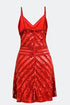 V NECK SEQUINED MINI DRESS RED - Barrus London