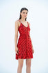 V NECK SEQUINED MINI DRESS RED - Barrus London