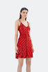 V NECK SEQUINED MINI DRESS RED - Barrus London