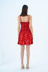 V NECK SEQUINED MINI DRESS RED - Barrus London