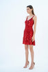 V NECK SEQUINED MINI DRESS RED - Barrus London