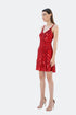 V NECK SEQUINED MINI DRESS RED - Barrus London