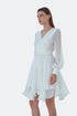 CHIFFON V-NECK LONG SLEEVE MINI DRESS - Barrus London