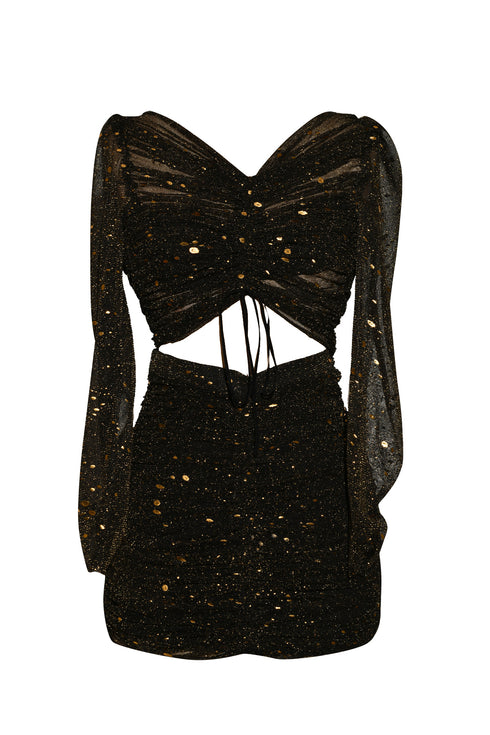 SHINY DETAILS, OPEN BACK MINI DRESS - Barrus London