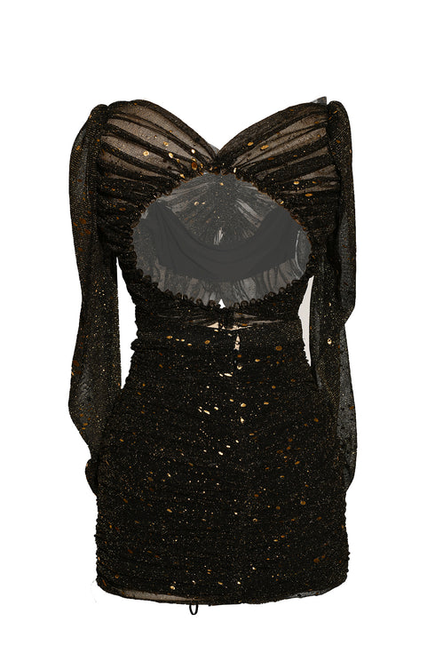 SHINY DETAILS, OPEN BACK MINI DRESS - Barrus London