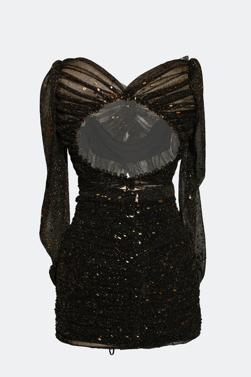 SHINY DETAILS, OPEN BACK MINI DRESS - Barrus London