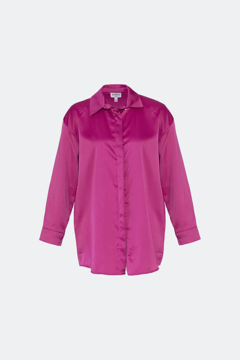Raspberry Pink Satin Oversize Shirt