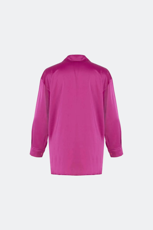 Raspberry Pink Satin Oversize Shirt
