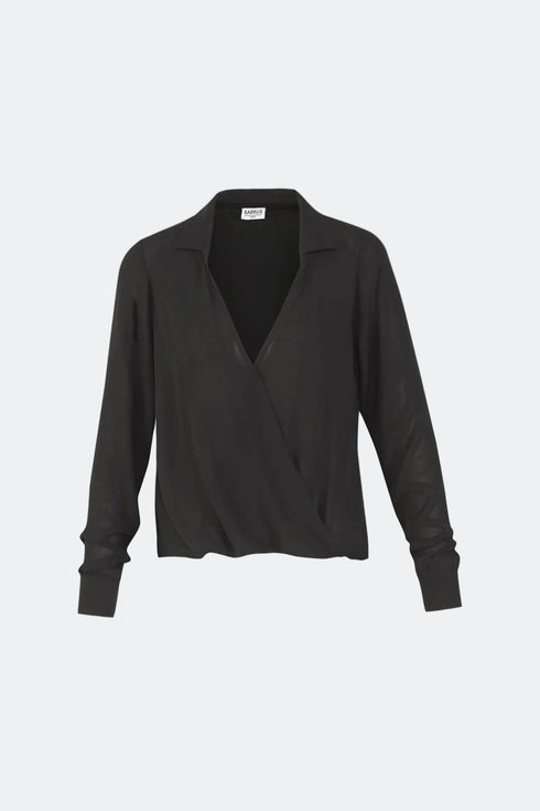 V- Neck Black Lily Shirt