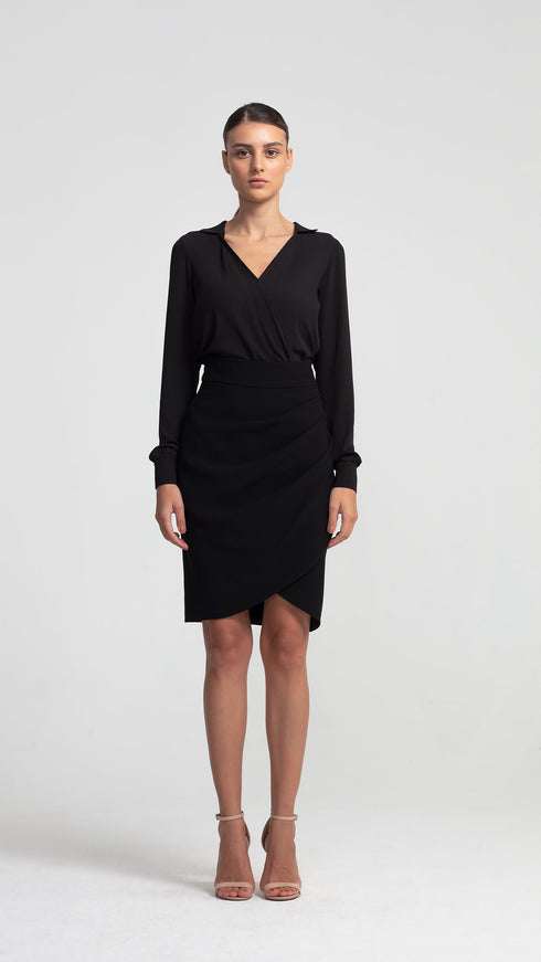 V- Neck Black Lily Shirt