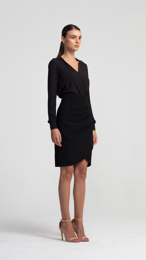 V- Neck Black Lily Shirt