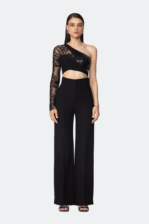 One Shoulder Sequin Fabric Detailed Top