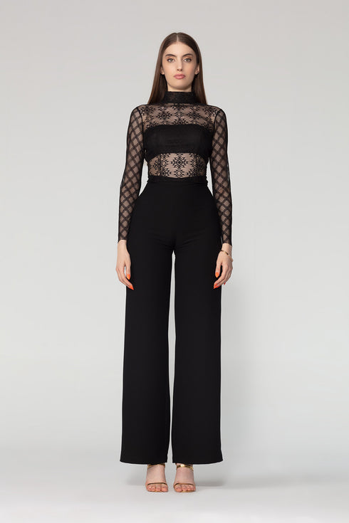 Long Sleeve Turtleneck Lace Top